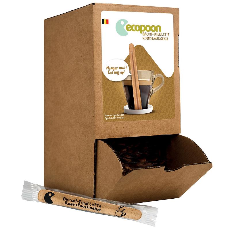 Agitateurs comestibles Ecopoon, saveur speculoos, boîte de 150_0