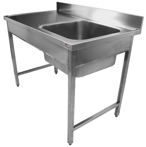 Plonge inox Eco 700x2400, 2B, 2E - avec égouttoir nervuré et dosseret arrière_0