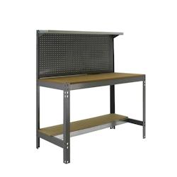 SimonRack Banque de travail sans vis avec plateaux en bois BT3. Couleur GRIS/BOIS 1445x1210x610 mm - gris métal 8435104946879_0