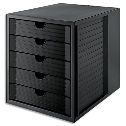 Han module classement systembox karma 5 tiroirs ps recyclé. Ange bleu. Dim (lxhxp) : 27,5x32x33 cm. Noir_0