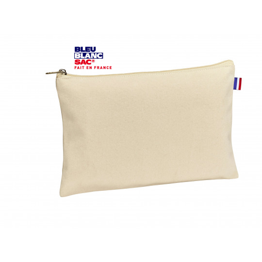 Sac - Pochette coton zippee 220grs | 100% coton | 26x17cm - Bleu Blanc Francine FRANCINE001_0