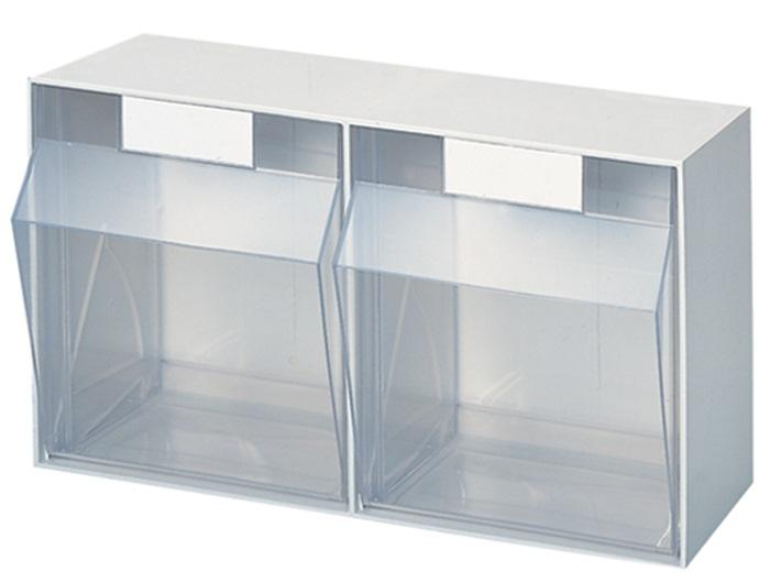 Casier transparent H353xl600xP306 mm 2 x F plastique blanc LOCKWEILER_0