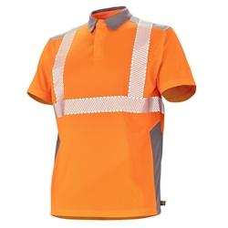 Cepovett - Polo manches courtes Fluo Safe Orange / Gris Taille M - M 3603623484997_0
