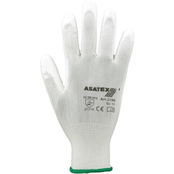 Gant taille 8 blanc EN 388 catégorie EPI II nylon avec polyuréthane ASATEX_0