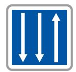 Panneau de signalisation indication: Section de route à trois voies aectées - C29c_0