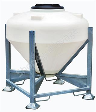 Silo agricole à aliments monobloc 500L sur châssis - polyéthylène rotomoulé - résistant UV et gel_0