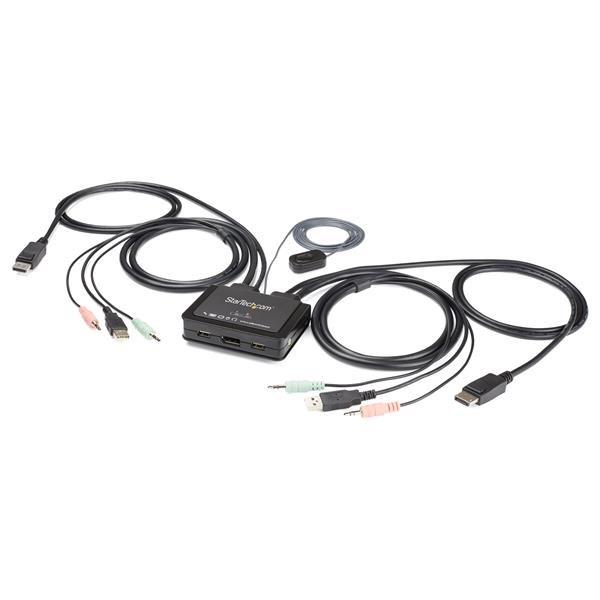 StarTech.Com Commutateur KVM à 2 ports USB 4K 60 Hz DisplayPort avec câbles incorporés_0