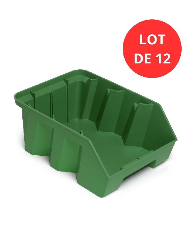 Lot de 12 bacs duetto 12,5 litres plastique vert_0