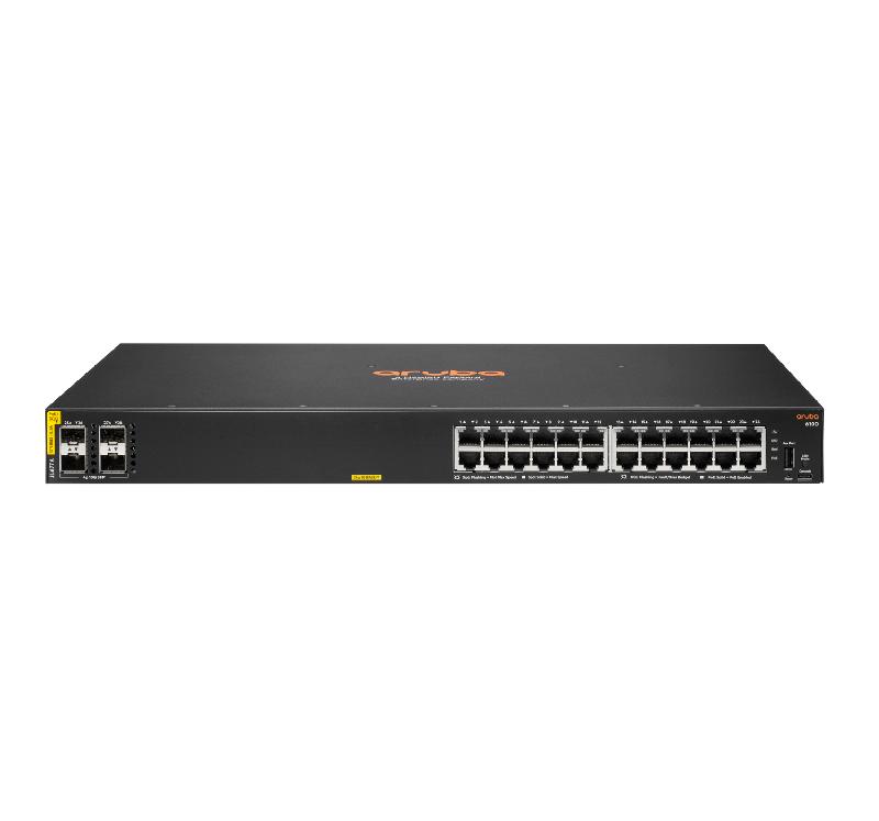 Hewlett Packard Enterprise Aruba 6100 24G Class4 PoE 4SFP+ 370W Géré L3 Gigabit Ethernet (10/100/1000) Connexion Ethernet, supportant l'alimentation via ce port (PoE) 1U Noir_0
