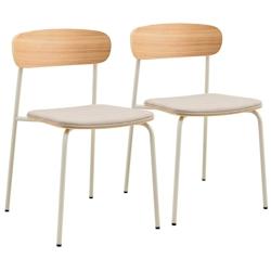 Oviala Business Lot de 2 chaises empilables en bois beige - beige Bois massif 111730_0