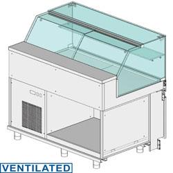 Comptoir vitrine en et gn, vitre basse, ventilée metrika line dimension : 1300x890xh1182 - VB13X_0