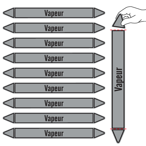 Étiquettes adhésives de marqueur de tuyauterie Vapeur_0