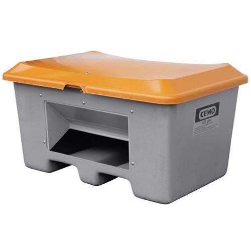 Bac à sel PFV PLUS3 400 litres avec ouverture d'écoulement et passage de fourches - Pour sable, sel, granulats, absorbant - CEMO - 10572_0