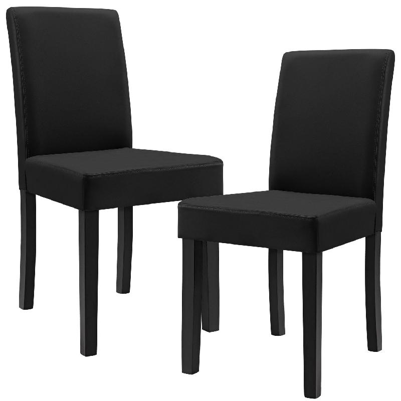 LOT DE 2 CHAISES REMBOURRÉES AVEC PIEDS EN BOIS MASSIF HOUSSE EN SYNTHÉTIQUE DESIGN 90 CM NOIR 03_0002363_0