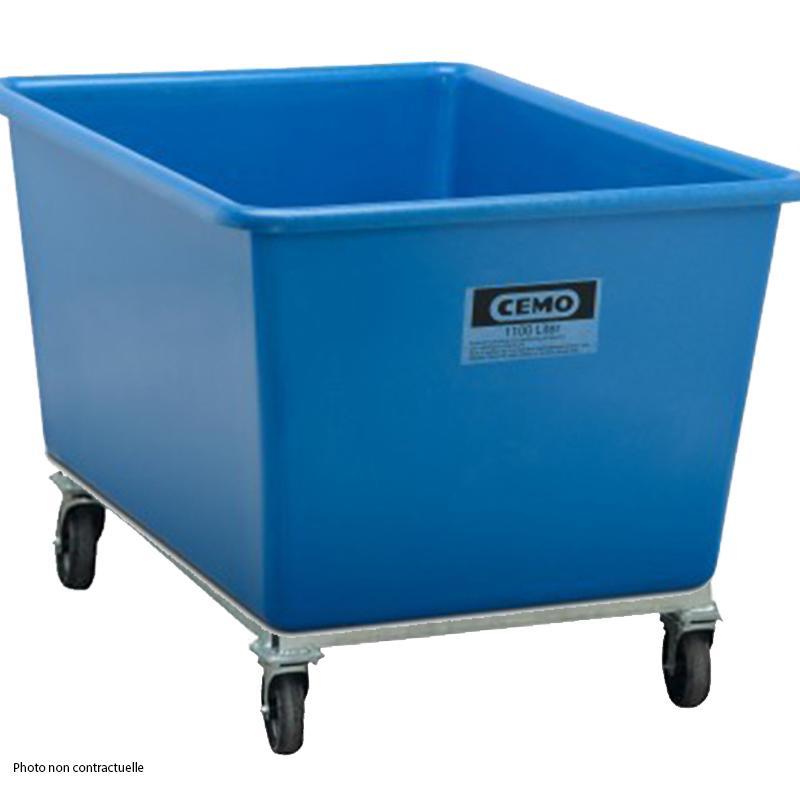 Bac PFV bleu 550 litres sur roulettes - Résistant aux huiles, fioul, gasoil, produits chimiques - CEMO - 7995R_0