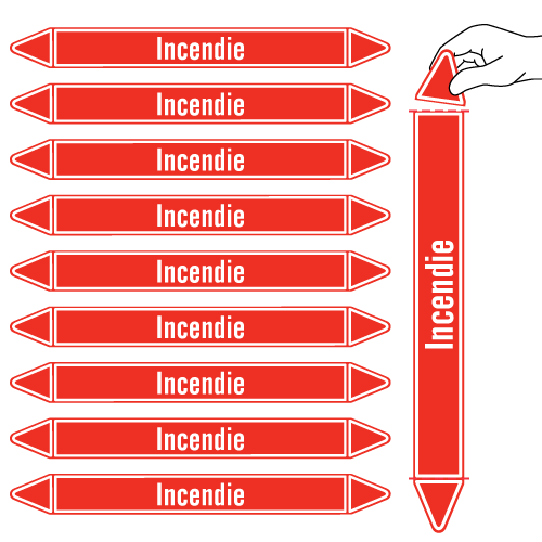 Étiquettes adhésives de marqueur de tuyauterie Incendie_0