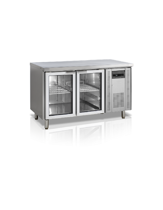 Desserte réfrigérée positive 2 portes vitrées centrale TEFCOLD - Réf : CK7210G - Inox AISI304 - Groupe logé classe climatique 4 - Evaporateur ventilé - Volume net : 272 litres_0