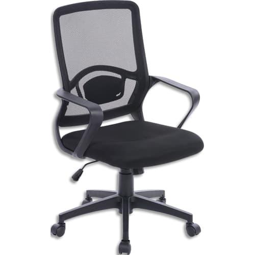 Fauteuil de bureau au design moderne avec assise noire et dossier en résille_0