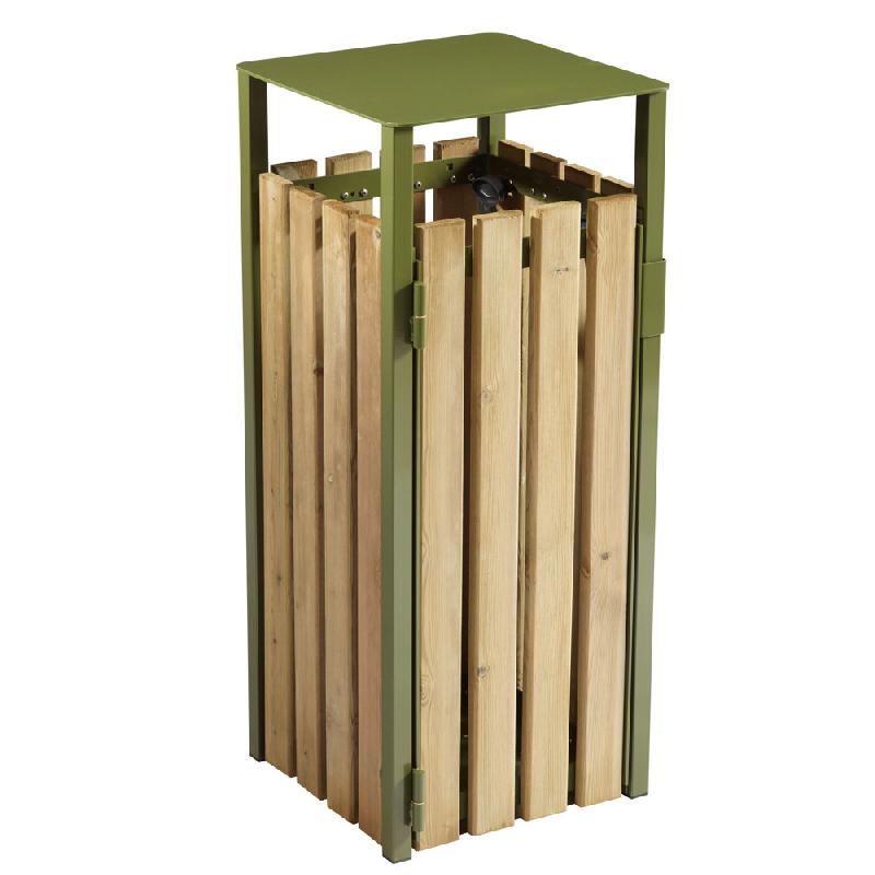 ROSSIGNOL Corbeille a poser ou a fixer eden - 110 L - sans cendrier - bois / vert olive_0