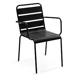 Oviala Business Fauteuil de jardin en métal noir - noir acier 110372_0