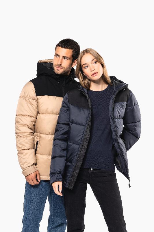 Parka matelassée à capuche bi-ton unisexe -  Réf: K6163_0