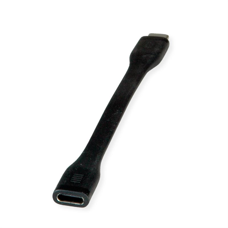 ROLINE Câble USB4 Gen3x2, Emark, plat, C-C, M/F, 40Gbit/s, 100W , noir, 11,5 cm_0