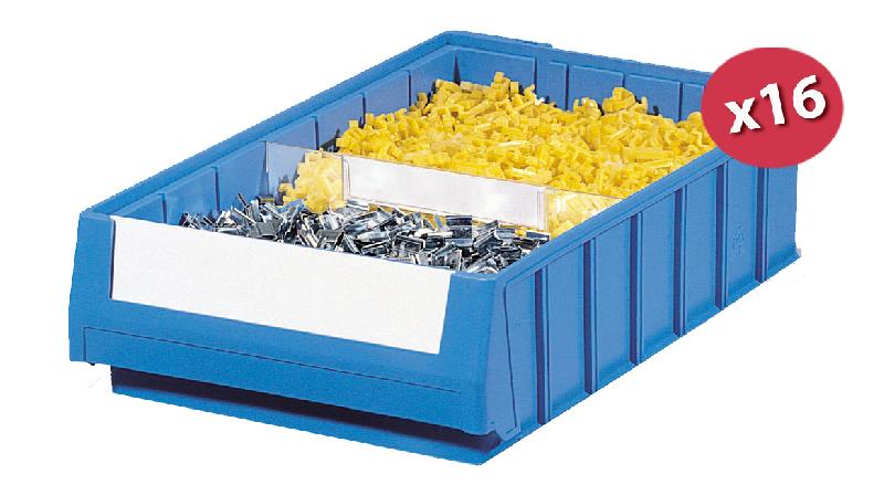 Carton de 16 bacs tiroirs plastique multibox bleu l.240 x p.400 mm_0