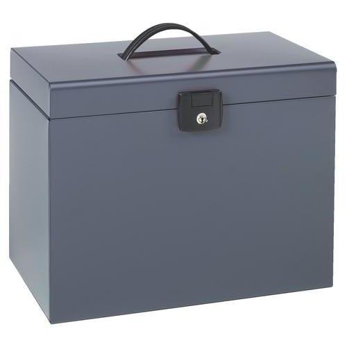 Esselte valise de classement en métal. Livrée avec 5 dossiers. Dimensions: 6,8x28,7x23,4cm. Coloris gris_0
