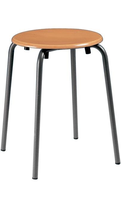 Tabouret empilable H. Assise 500 mm D. Du siège 300 mm tube rond anthracite hêtre nature laqué BIMOS_0