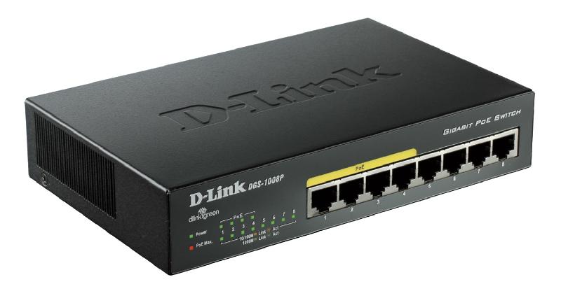 D-Link DGS-1008P commutateur réseau Noir Connexion Ethernet, supportant l'alimentation via ce port (PoE)_0