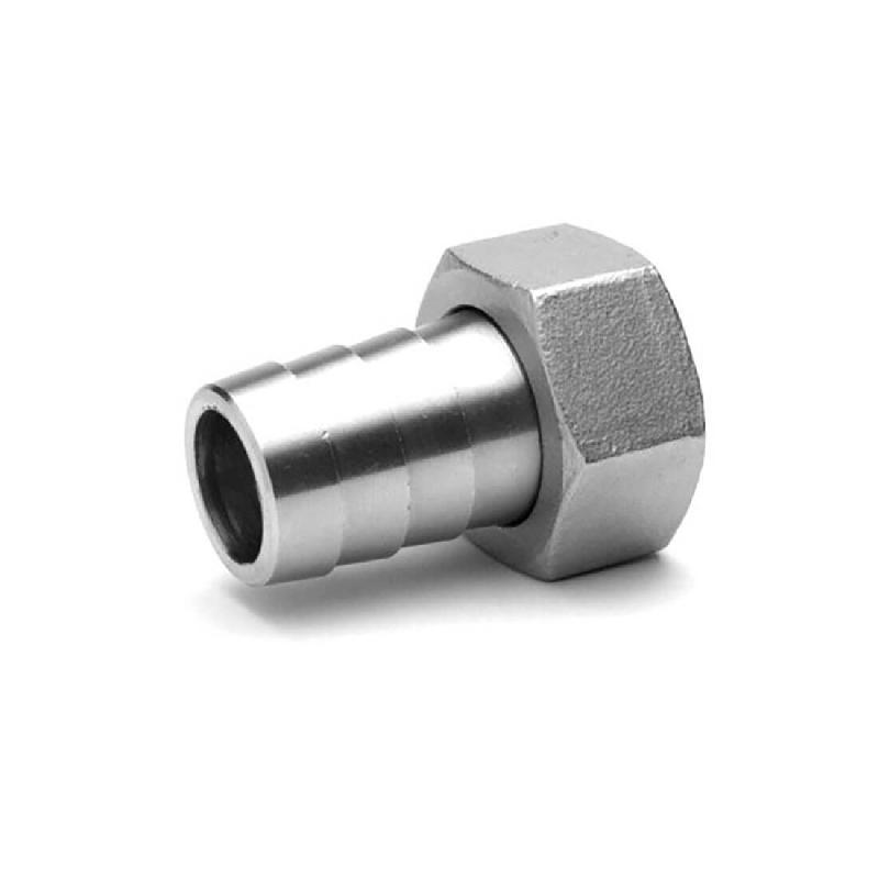 Raccord annelé droit femelle - écrou tournant - Inox 316L - 1