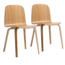 Oviala Business Lot de 2 chaises en contreplaqué bois - Bois massif 111745_0