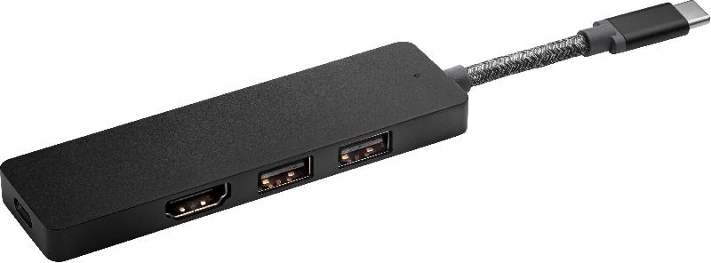 HP ENVY USB-C HUB AVEC 2 PORTS USB-A ET 1 PORT HDMI 2.0, NOIR 5LX63AA_0