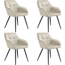 TecTake GmbH tectake Chaise MARILYN en velours - crème/noir, Lot de 4 -405761 - beige 405761_0