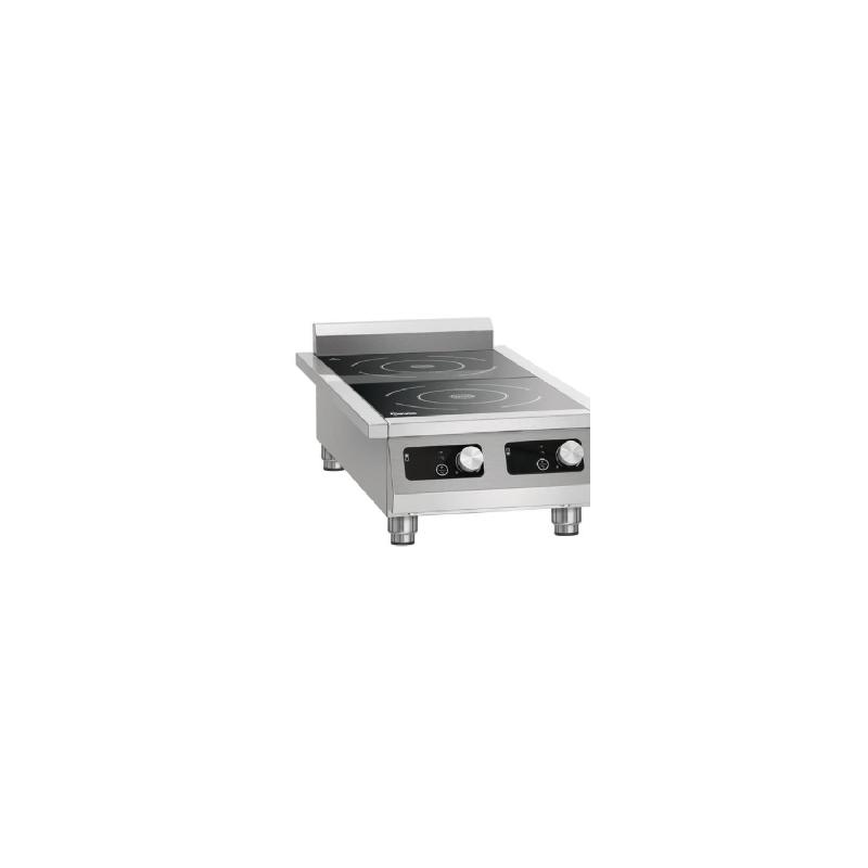 Réchaud inox électrique à induction 2 x (Ø)280 mm, argenté & noir, 7000 W, 400 V - TRI_0