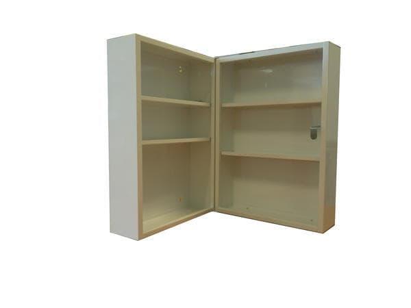 Armoire à pharmacie en métal blanc - 1 porte - 45 x 32 x 19 cm - Fermeture à clé_0