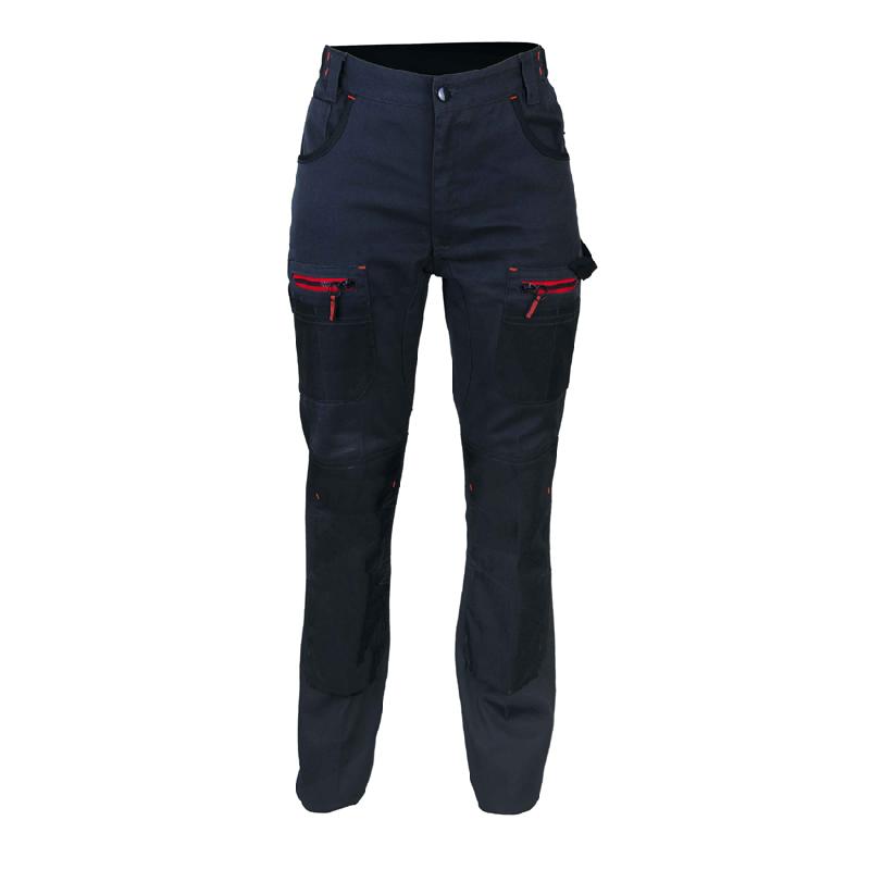 Pantalon pour femme OLYMPIA, poches genouillères OXFORD imperméable (Gris/Noir) - PCPF11-34 - LMA_0