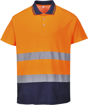 Polo coton bicolore orange marine s174, 3xl_0