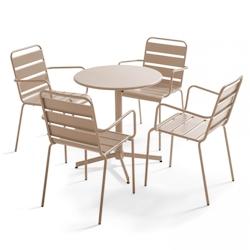 Oviala Business Ensemble table de jardin et 4 fauteuils métal taupe - Oviala - gris acier 105415_0
