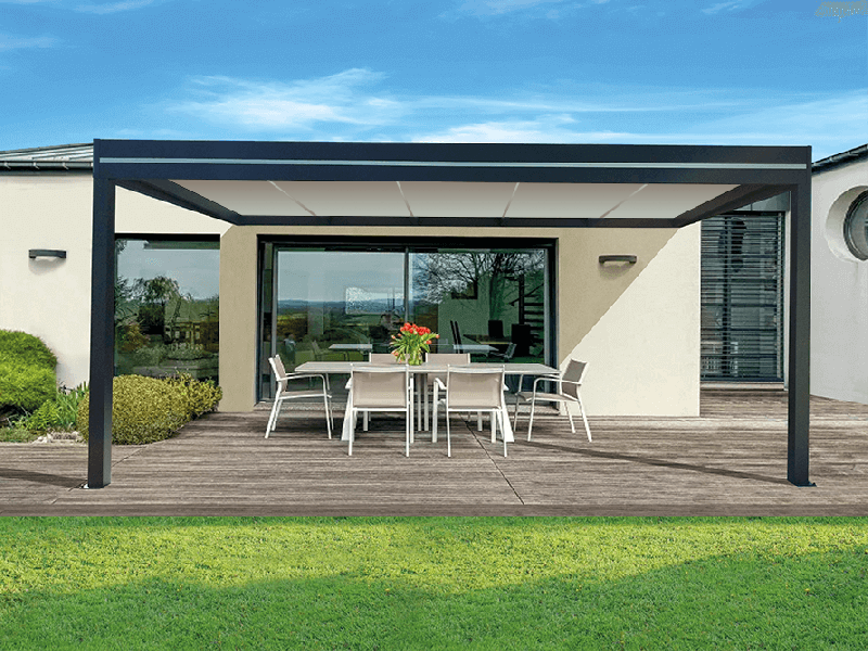 Pergola Aluminium Toit Plat Panneaux Sandwich Isolant 62mm OBX Adossée Sur Mesure Référence: Pergola OBX 62 Adossée_0