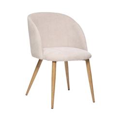 Atmosphera Chaise Fauteuil de table en Velours côtelé Beige lin et pieds en métal - beige 3560231550226_0