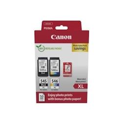 Pack de 2 cartouches d'encre + pack papiers photo - CANON - PG-545XL Noir + CL-546XL Couleur - Haut rendement Canon - 3666749606124_0