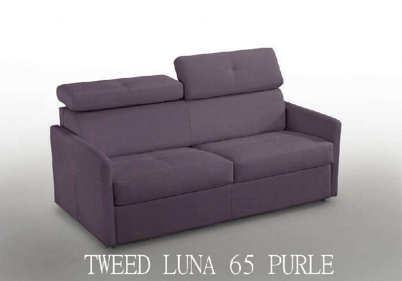 CANAPÉ 2-3 PLACES PARIS 120CM TWEED PURPLE COUCHAGE EXPRESS MATELAS 16 CM_0