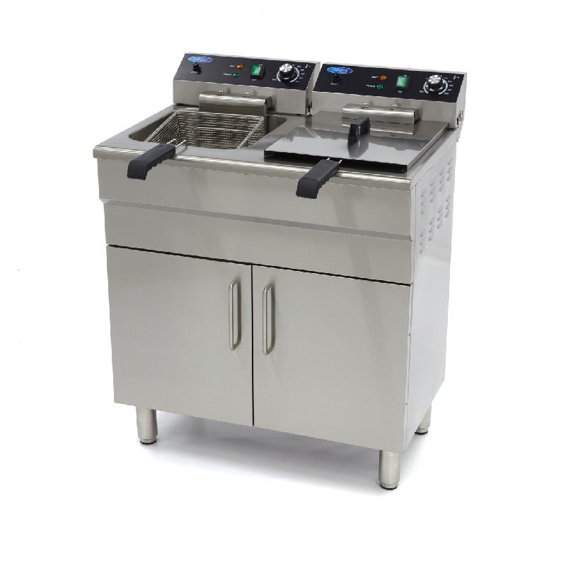 Friteuse - 2 x 16 L - 2 paniers - avec robinet de vidange et support - 400V_0