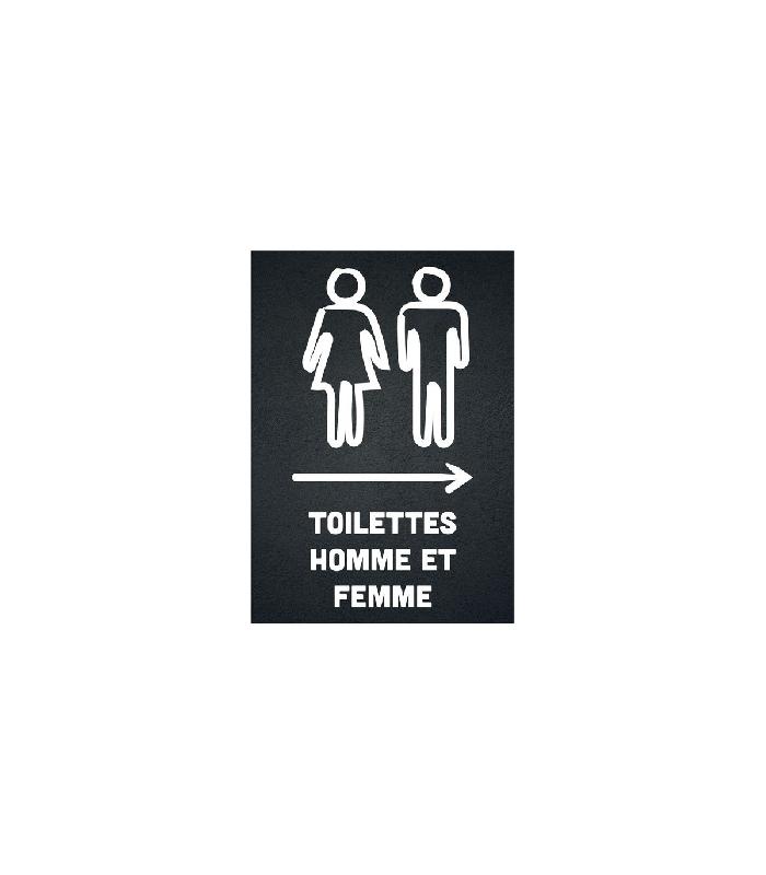 Panneau PVC - Toilettes homme et femme flèche à droite format A5 - Référence: reg210-thf-d-n-p_0