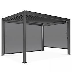 Oviala Business Pergola bioclimatique 3x4m autoportée avec 2 stores - gris aluminium 109361_0