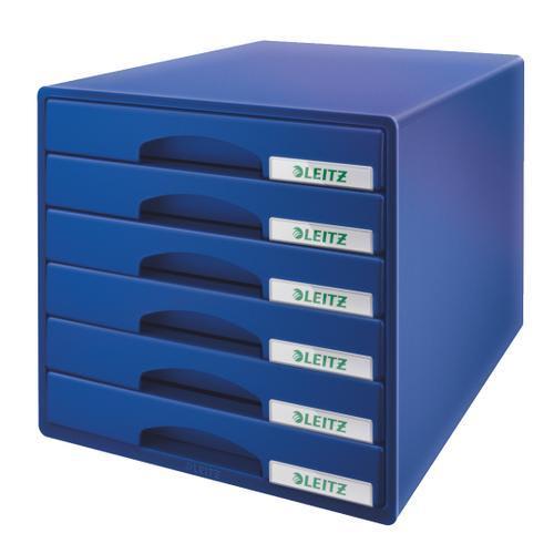 Leitz bloc de classement 6 tiroirs. Dimensions (lxhxp) : 32,3x31,5x39,7 cm. Coloris bleu_0
