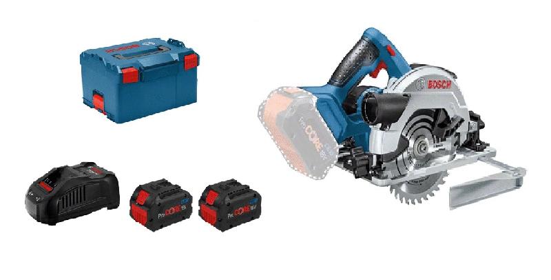 Scie circulaire 18v gks 18v-57 g + 2 batteries procore 8 ah + chargeur + coffret l-boxx - BOSCH - 06016a210h - 749446_0