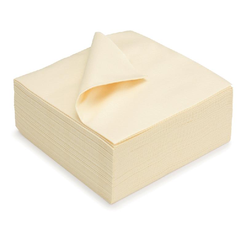 Serviettes de table jetables aspect tissu 40 x 40 cm Crème - Lot de 50_0