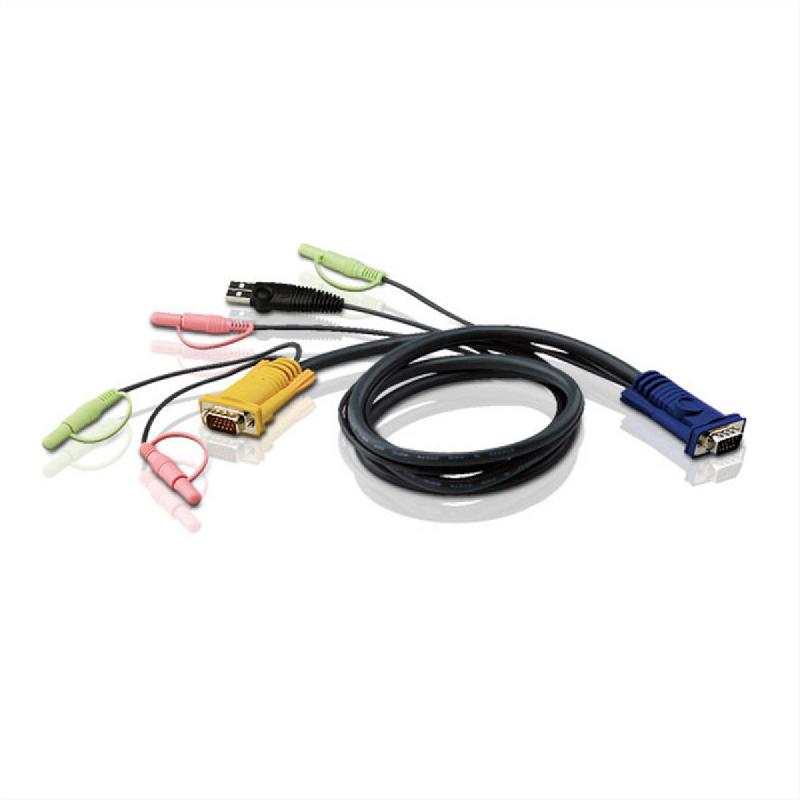 ATEN 2L-5302U Câble KVM VGA, USB et Audio, noir, 1,8 m_0
